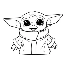 Desenho do Baby Yoda em Estilo Kawaii para Colorir