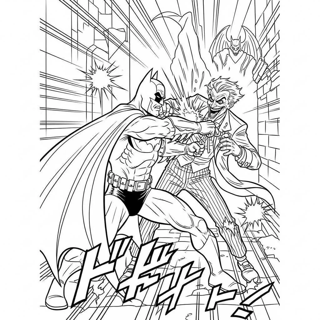 Desenho do Batman Luta contra o Coringa para Colorir