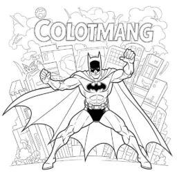 Desenho do Batman com Super-Heróis para Colorir