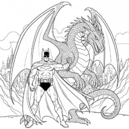 Desenho do Batman com um Dragão para Colorir