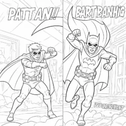 Desenho do Batman e Robin em Ação para Colorir