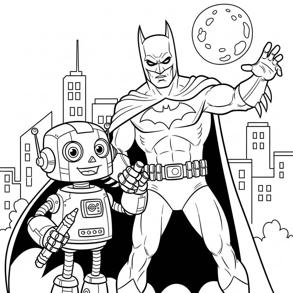 Desenho do Batman e Robô para Colorir