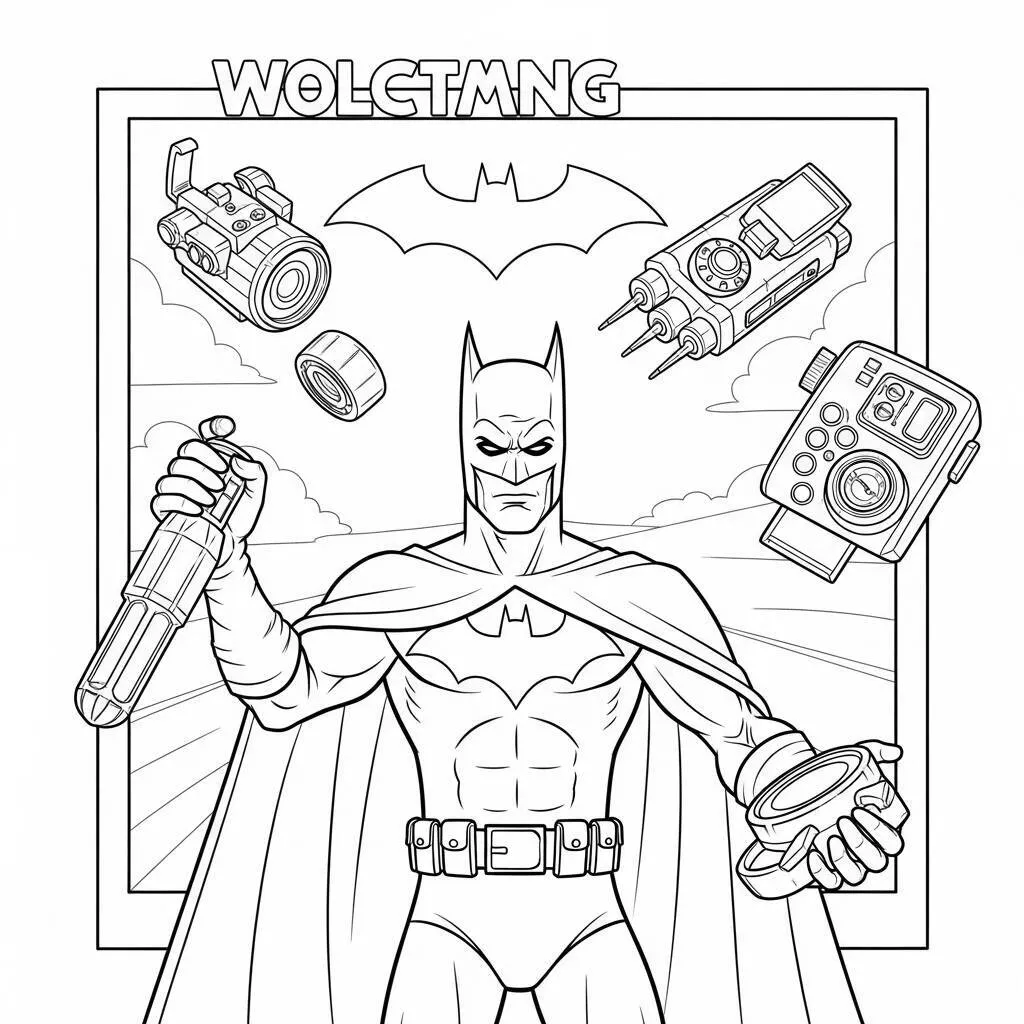 Desenho-do-Batman-e-seu-Bat-Dispositivo-para-Colorir Desenho do Batman e seu Bat-Dispositivo para Colorir