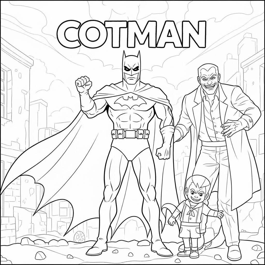 Desenho do Batman e seus Vilões para Colorir