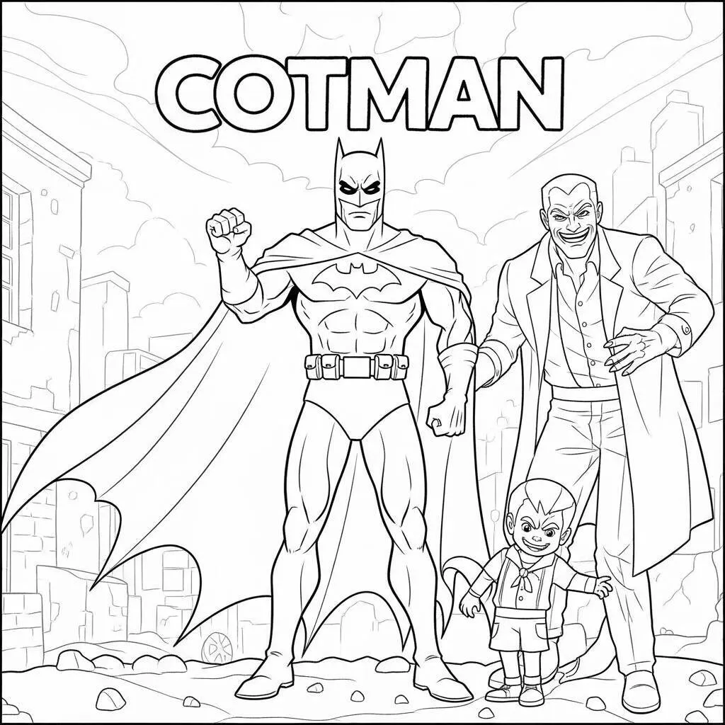 Desenho-do-Batman-e-seus-Viloes-para-Colorir Desenho do Batman e seus Vilões para Colorir