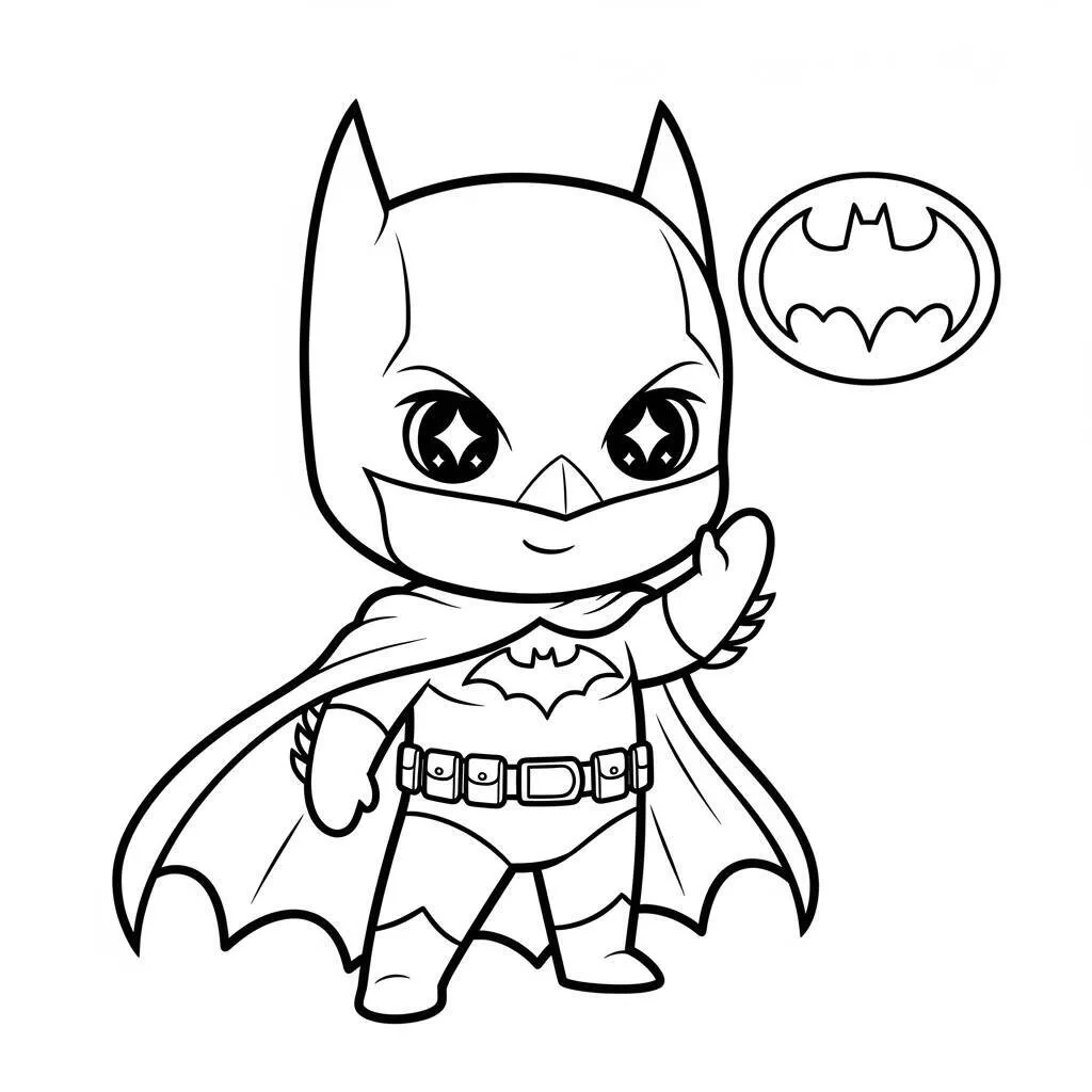 Desenho do Batman em Estilo Kawaii para Colorir