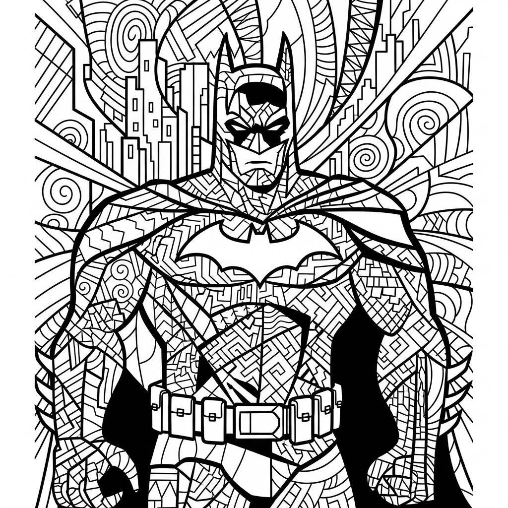 Desenho do Batman em um Estilo Abstrato para Colorir