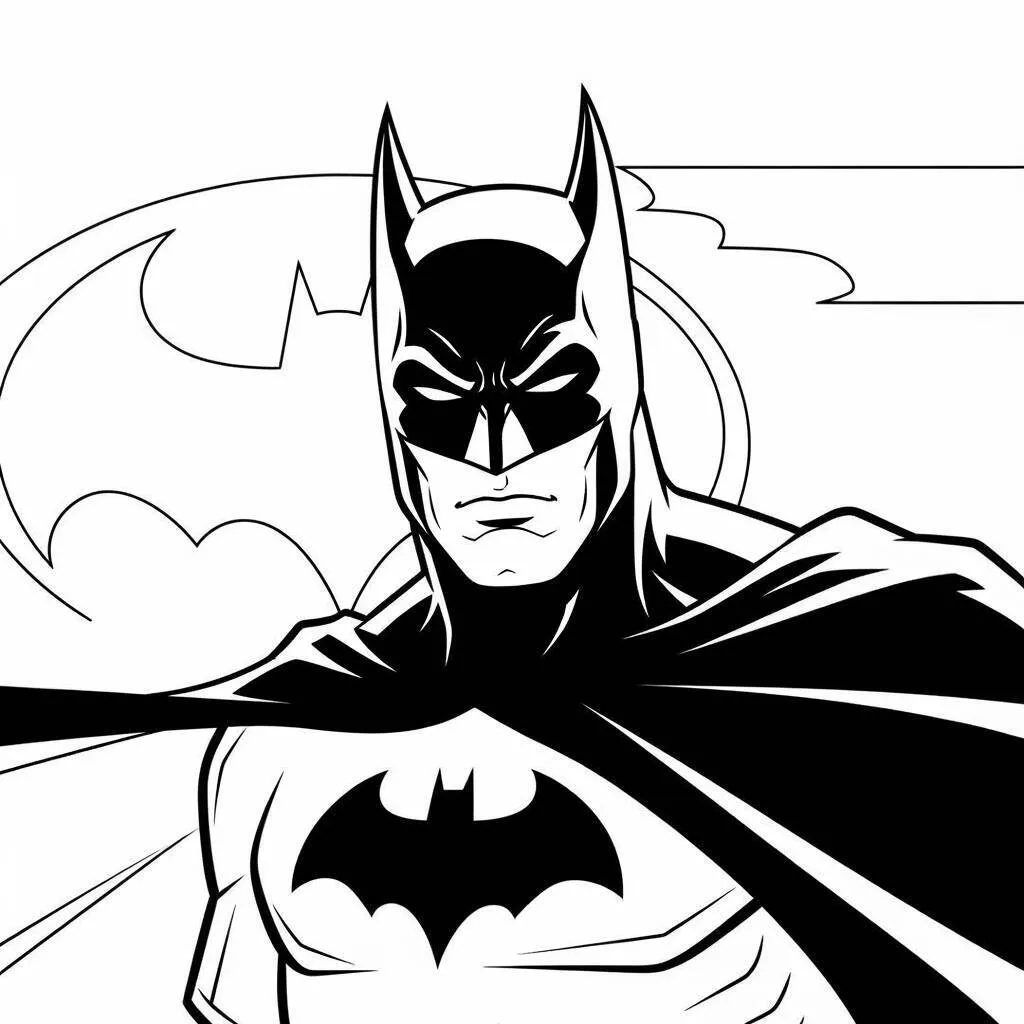 Desenho-do-Batman-em-um-Estilo-Minimalista-para-Colorir Desenho do Batman em um Estilo Minimalista para Colorir