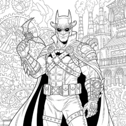 Desenho do Batman em um Estilo Steampunk para Colorir