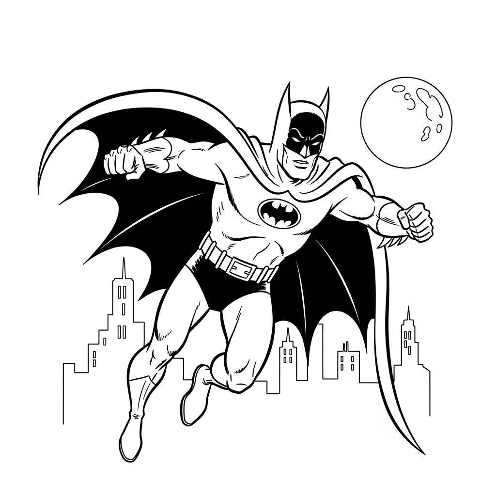 Desenho do Batman em um Estilo Vintage para Colorir
