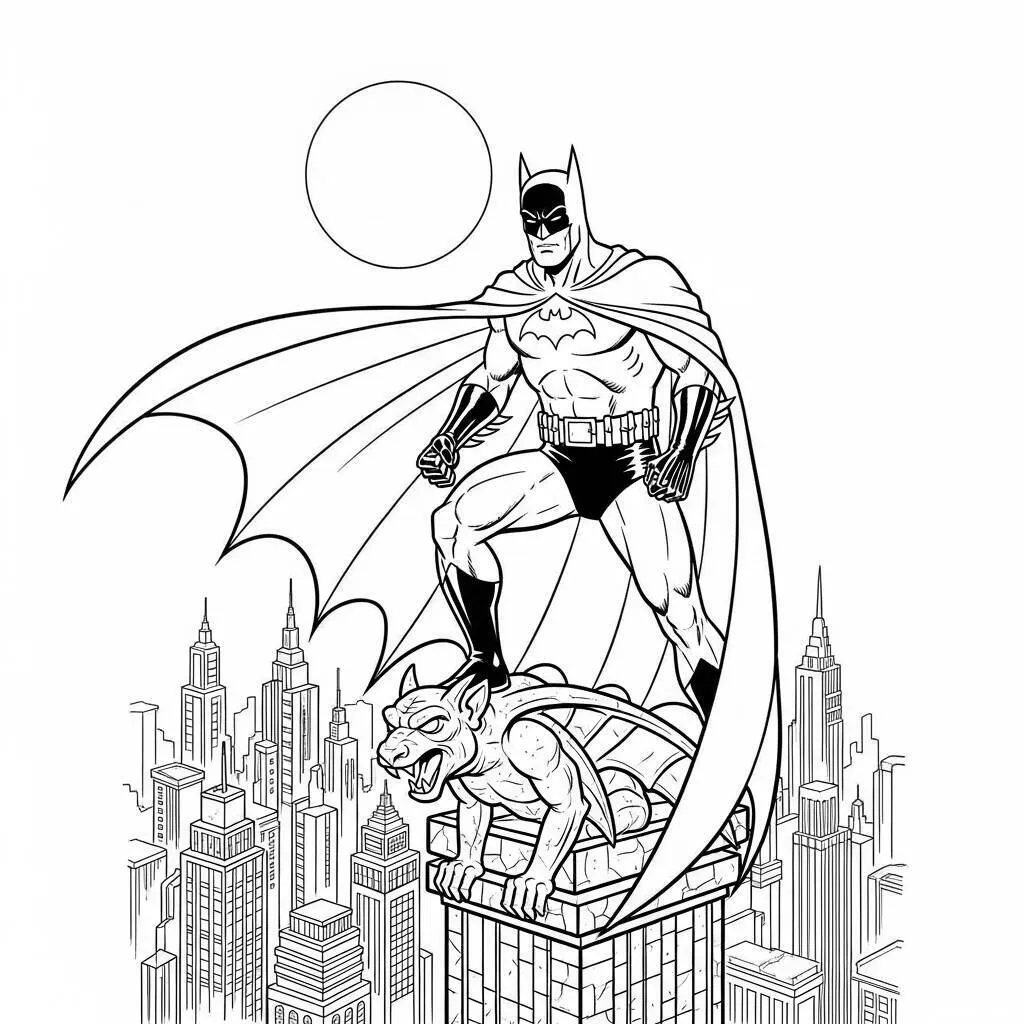 Desenho-do-Batman-em-um-Estilo-de-Quadrinhos-para-Colorir Desenho do Batman em um Estilo de Quadrinhos para Colorir