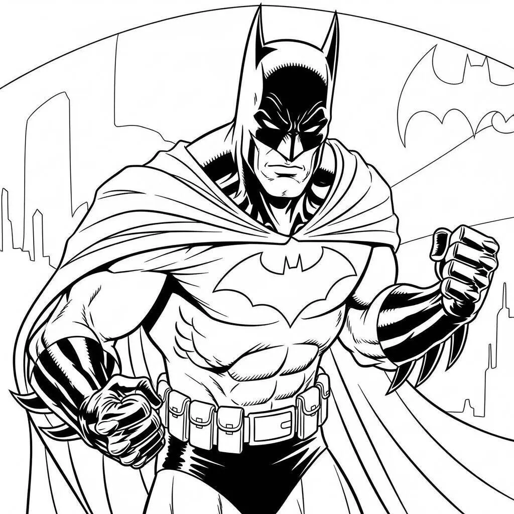 Desenho do Batman em uma Pose Heroica para Colorir