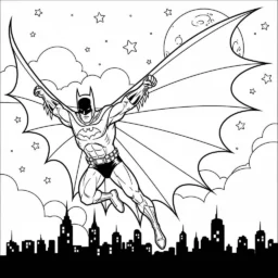 Desenho do Batman no Céu Noturno para Colorir