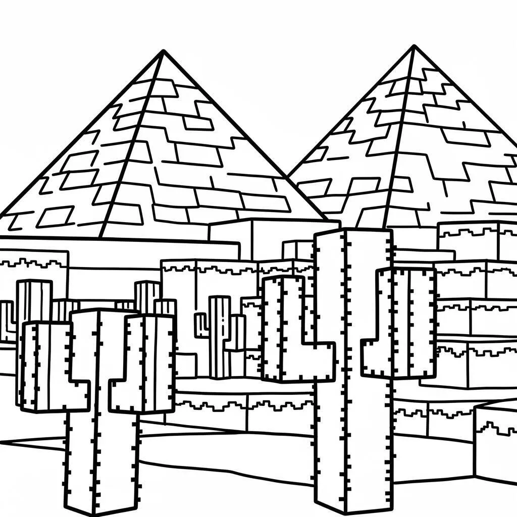 Desenho do Bioma de Deserto de Minecraft para Colorir