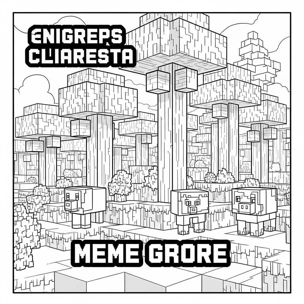 Desenho do Bioma de Floresta de Minecraft para Colorir
