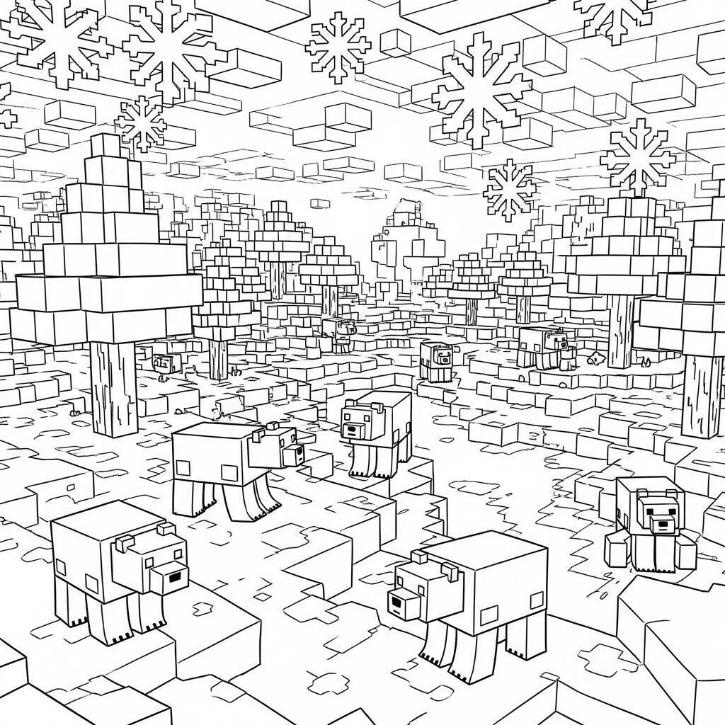 Desenho do Bioma de Tundra de Minecraft para Colorir