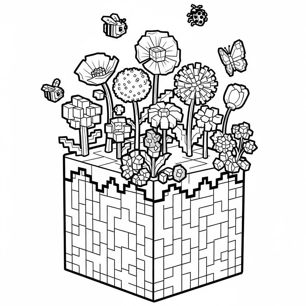 Desenho do Bloco de Grama de Minecraft para Colorir