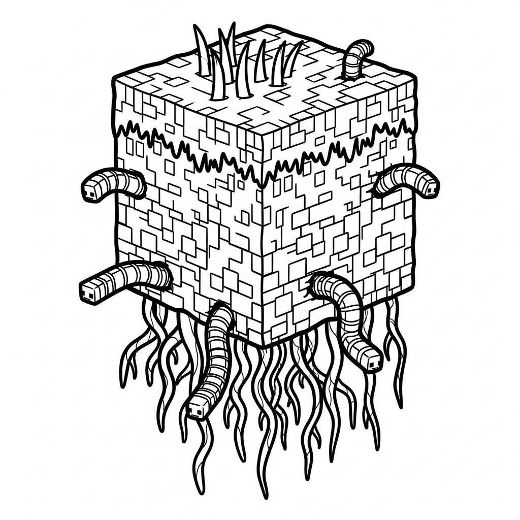 Desenho do Bloco de Terra de Minecraft para Colorir