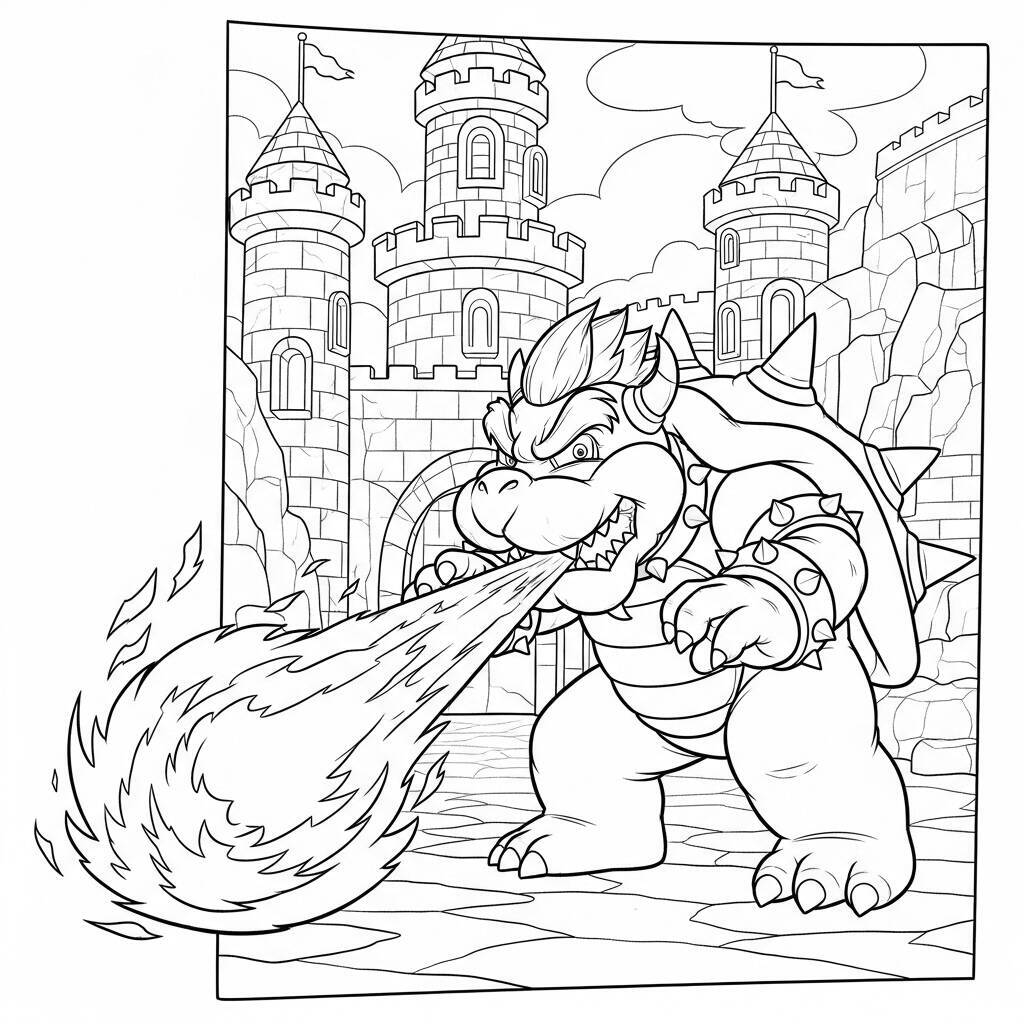 Desenho do Bowser Super Mario para Colorir