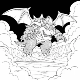 Desenho do Bowser com Dragão para Colorir