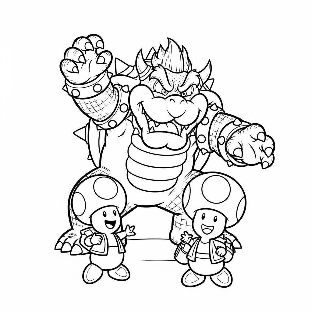 Ausmalbilder Bowser und Kröte