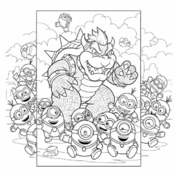 Desenho do Bowser e seus Minions para Colorir