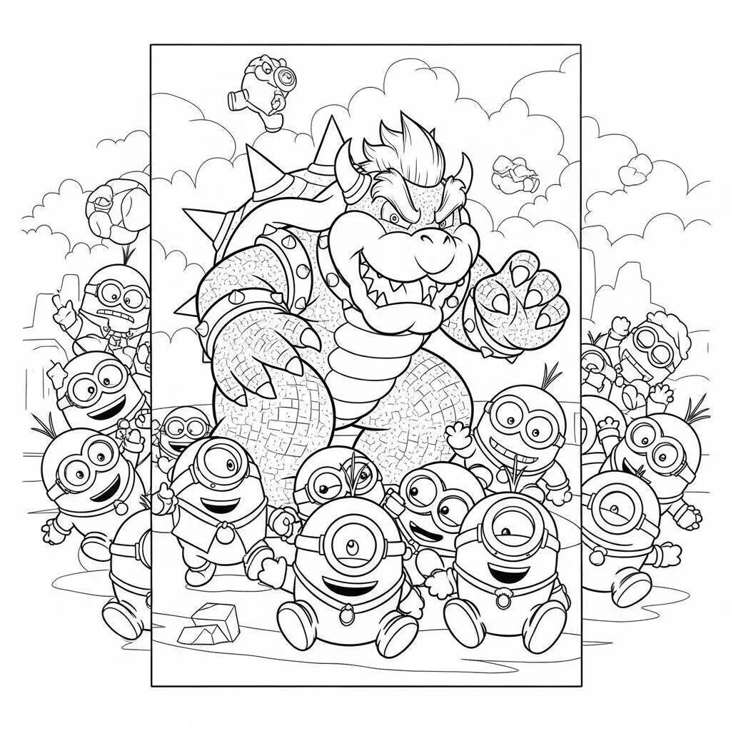 Desenho-do-Bowser-e-seus-Minions-para-Colorir Desenho do Bowser e seus Minions para Colorir