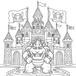 Desenho do Bowser em um Castelo para Colorir