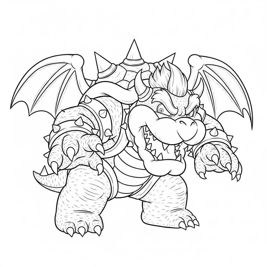 Desenho do Bowser em um Dragão para Colorir