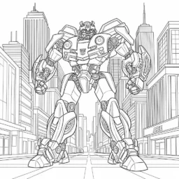 Desenho do Bumblebee em uma cidade para Colorir