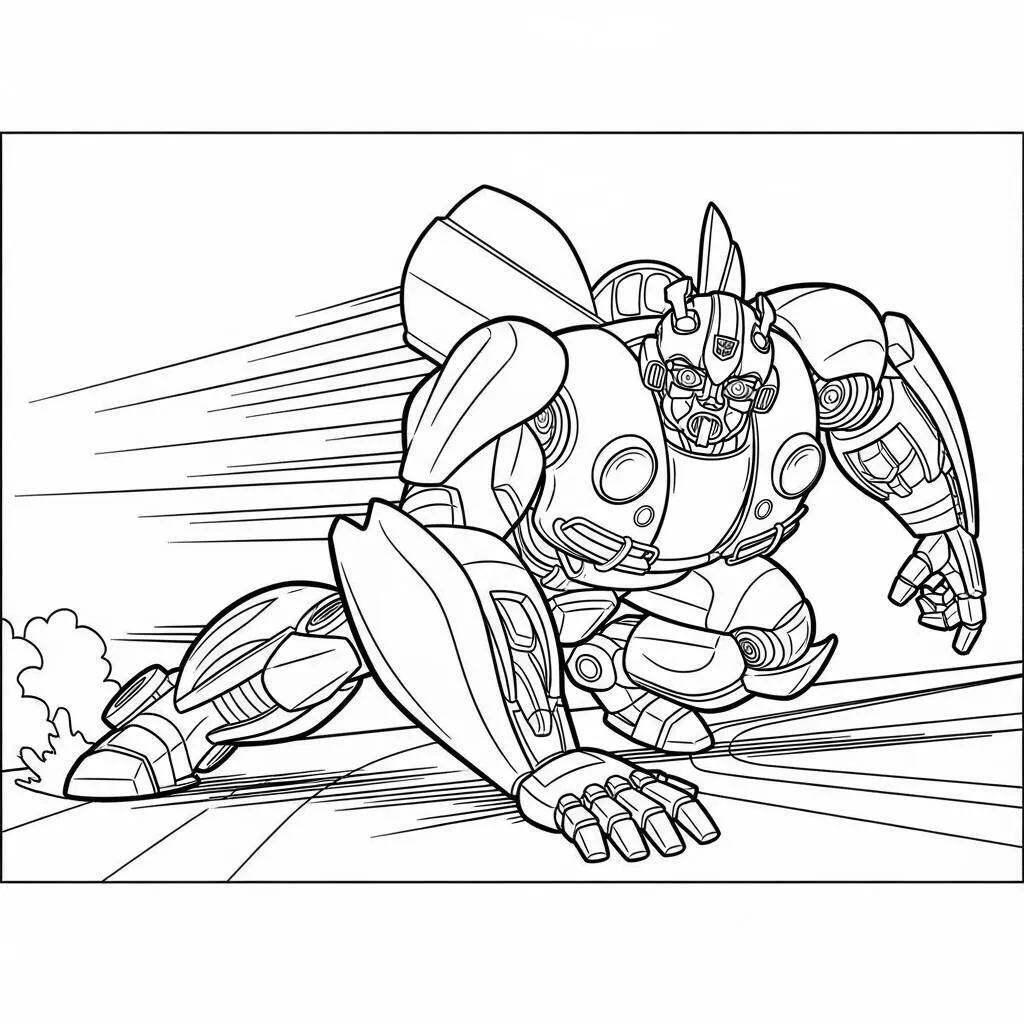 Desenho-do-Bumblebee-em-uma-corrida-para-Colorir Desenho do Bumblebee em uma corrida para Colorir