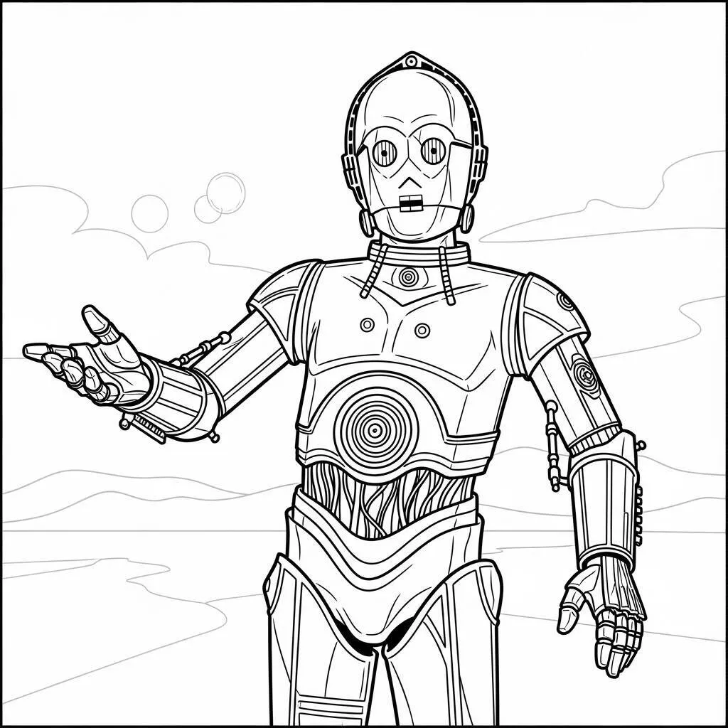 Desenho-do-C-3PO-para-Colorir Desenho do C-3PO para Colorir