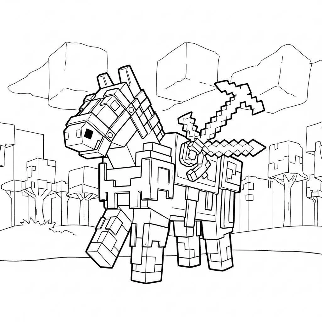 Desenho do Cavalo de Guerra de Minecraft para Colorir