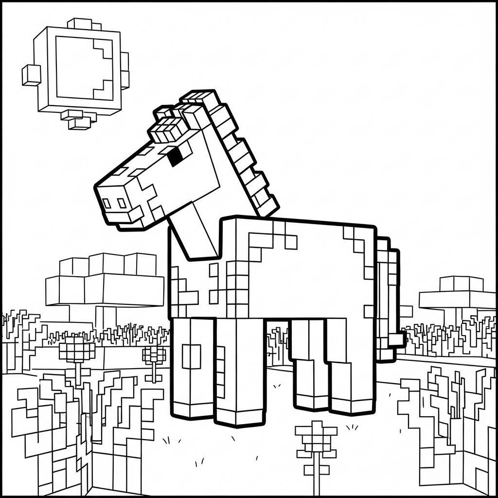 Desenho do Cavalo de Minecraft para Colorir