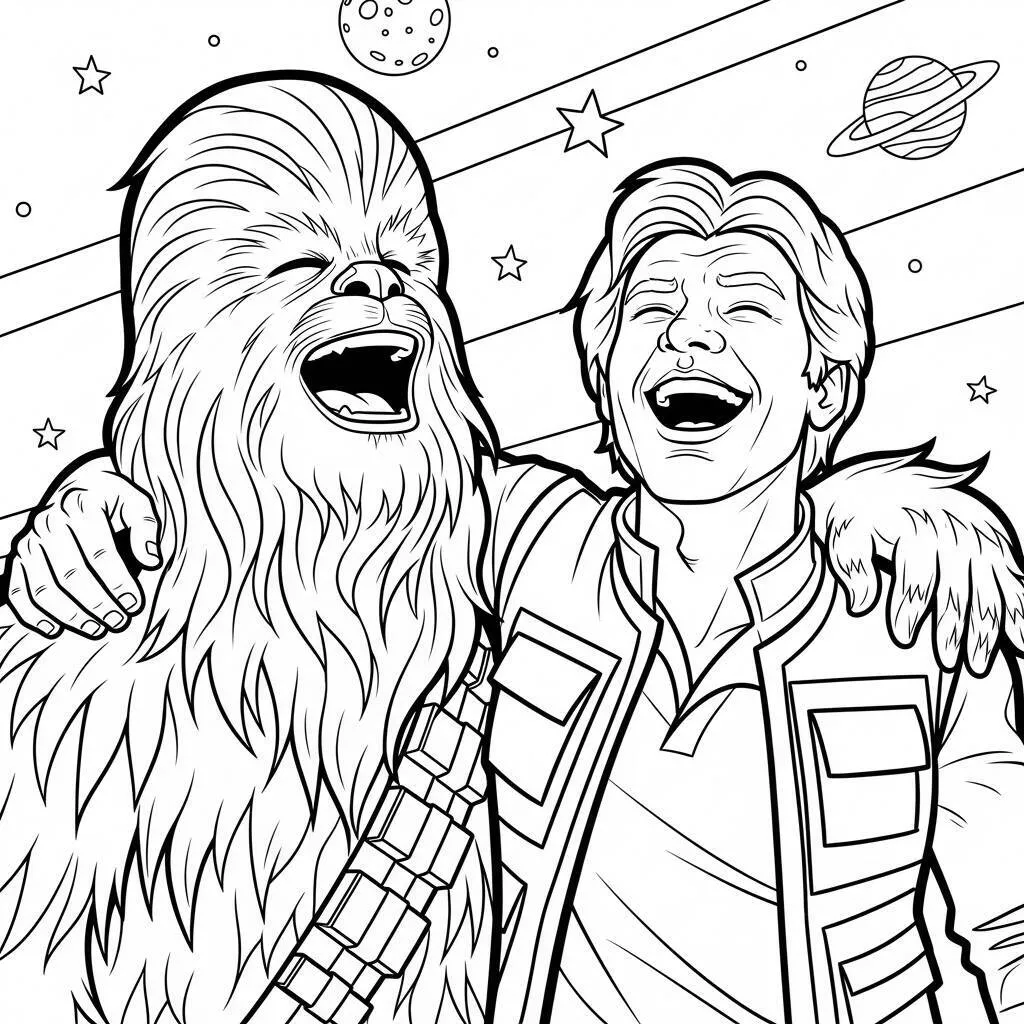 Desenho do Chewie e Han Solo para Colorir
