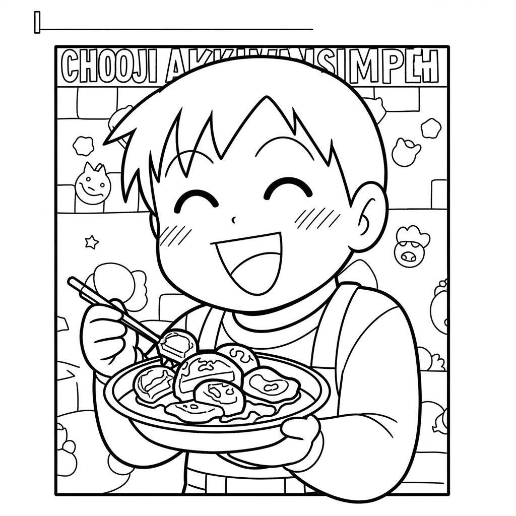 Choji Coloring Page in Simple Style
