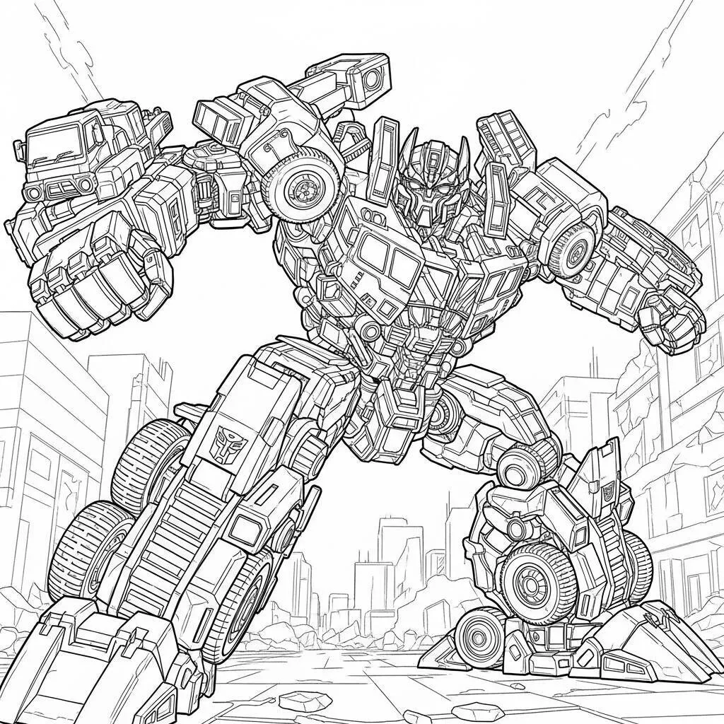 Desenho-do-Devastator-em-acao-para-Colorir Devastator in action coloring page