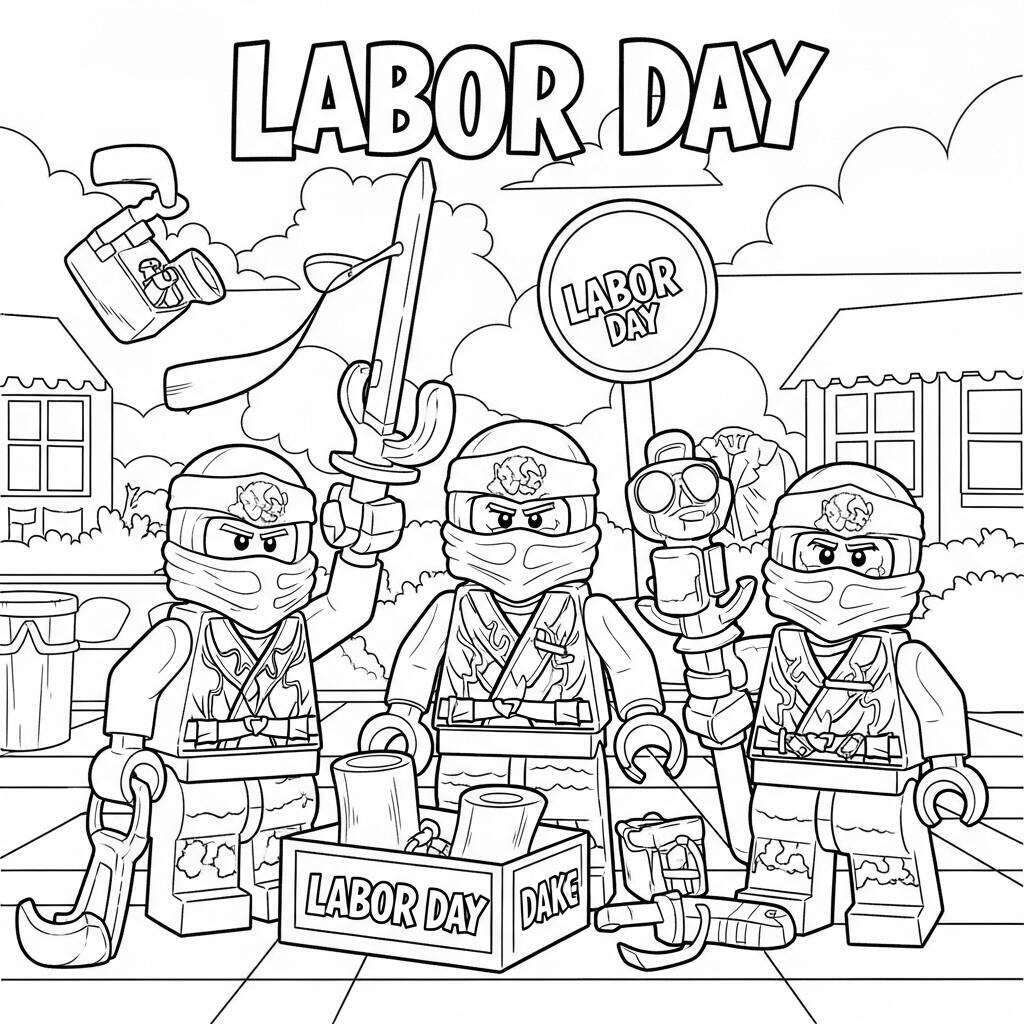 Desenho do Dia do Trabalho de Lego Ninjago para Colorir