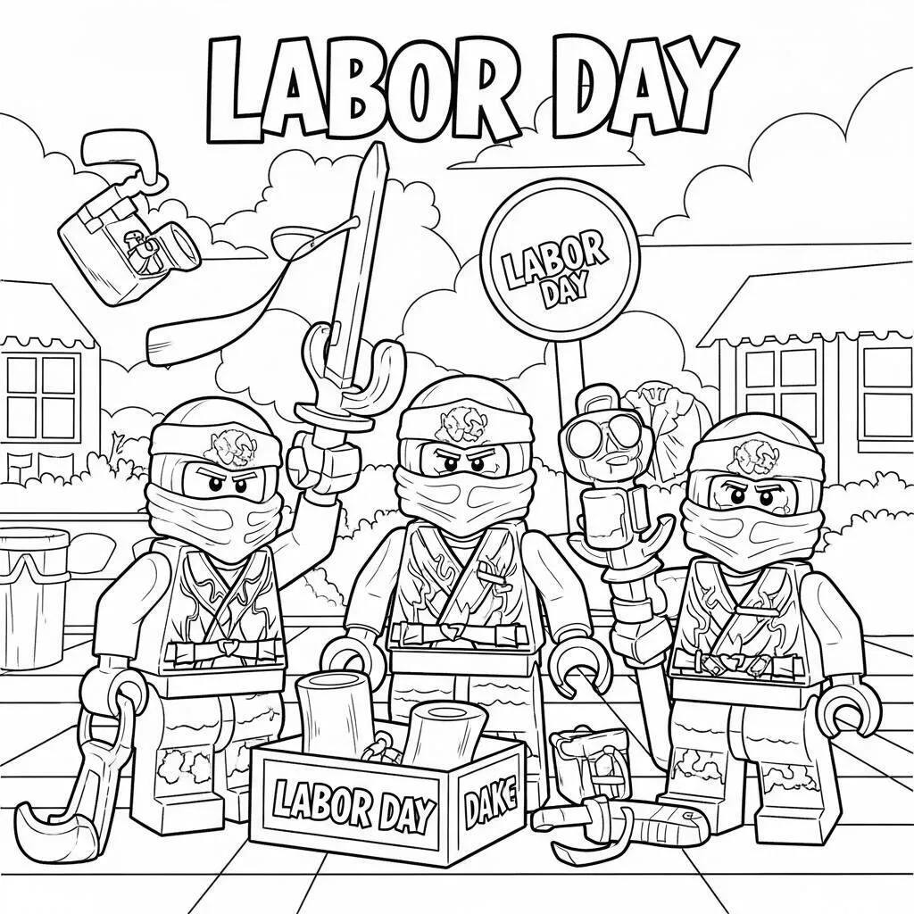 Desenho do Dia do Trabalho de Lego Ninjago para Colorir