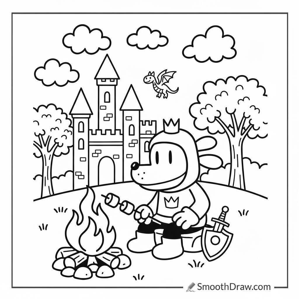 Desenho do Dog Man Acampando para colorir