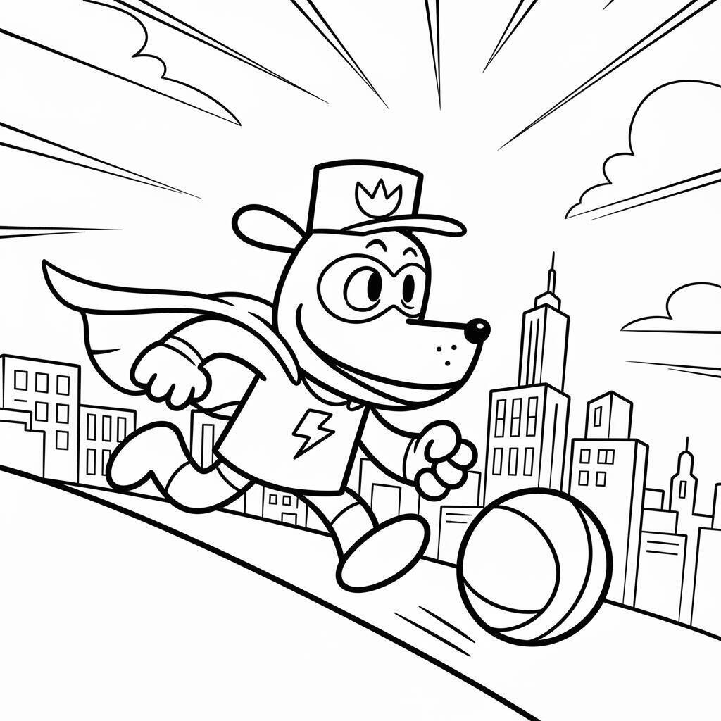 Desenho do Dog Man Correndo com a Bola para colorir