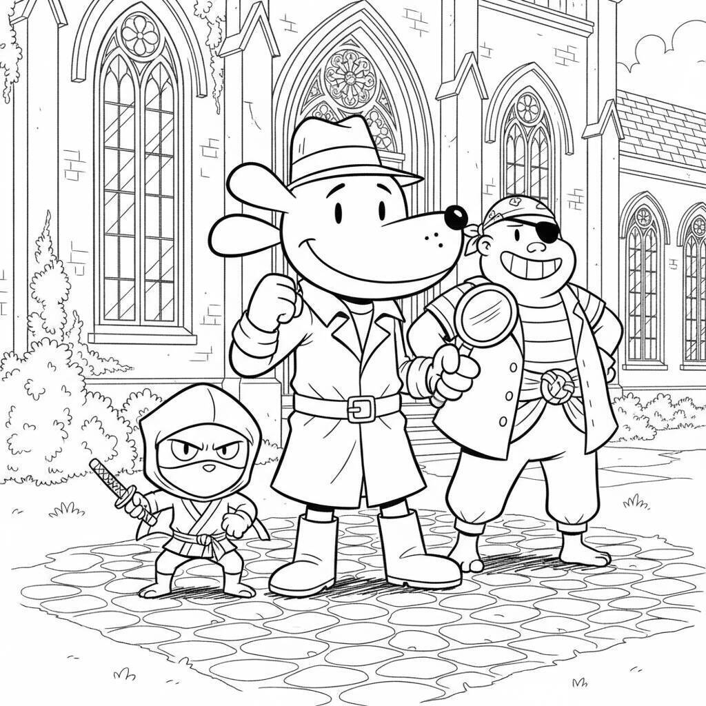 Desenho do Dog Man Investigando para colorir