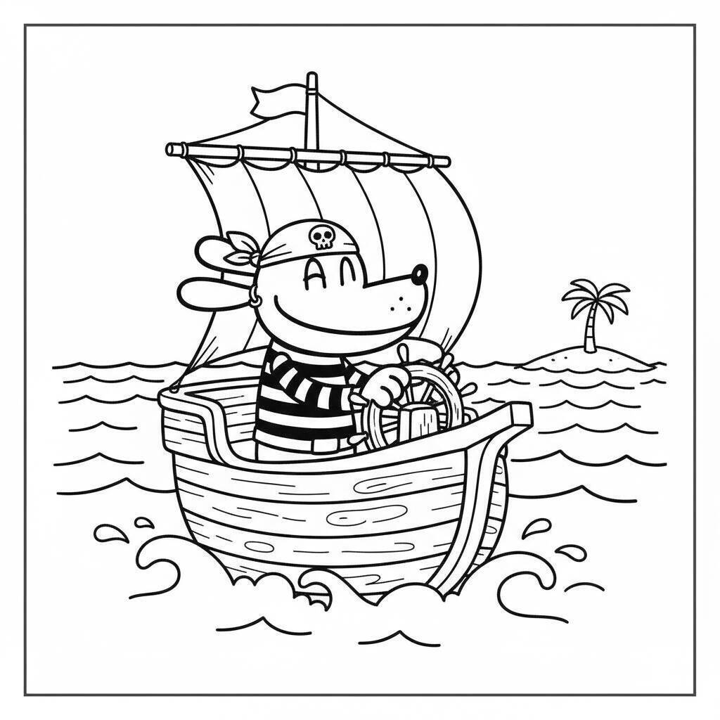 Desenho do Dog Man Pirata para colorir