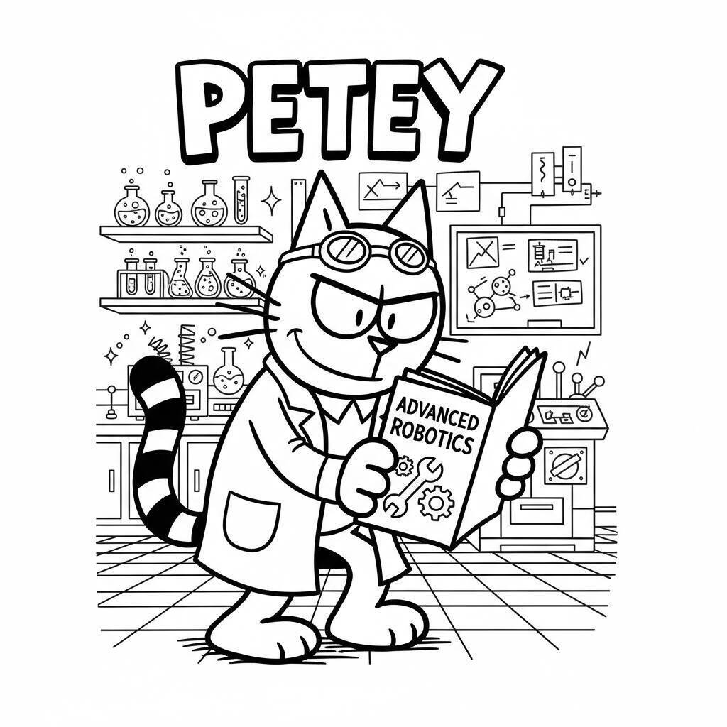 Desenho do Dog Man com o Petey para colorir