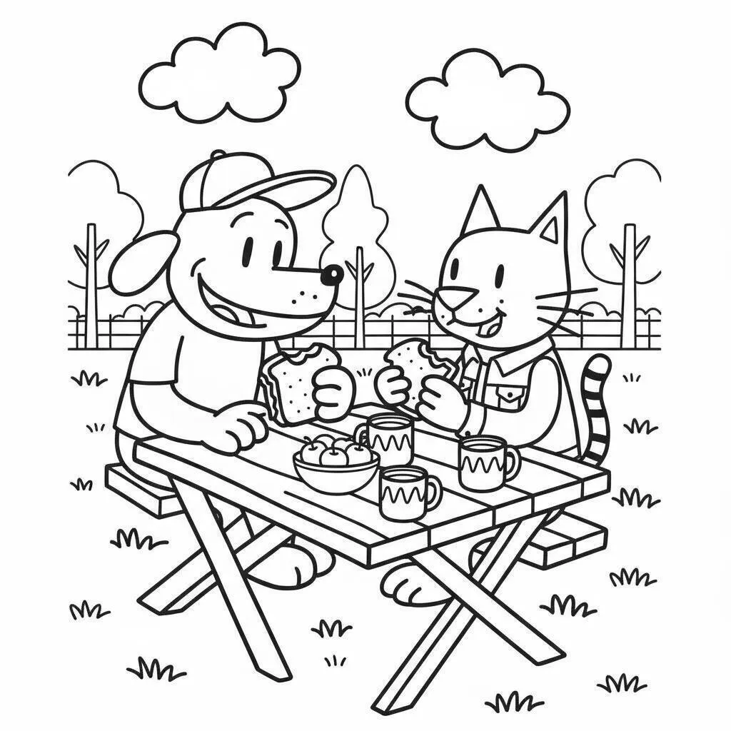 Desenho do Dog Man e seu amigo para colorir Desenho do Dog Man e seu amigo para colorir