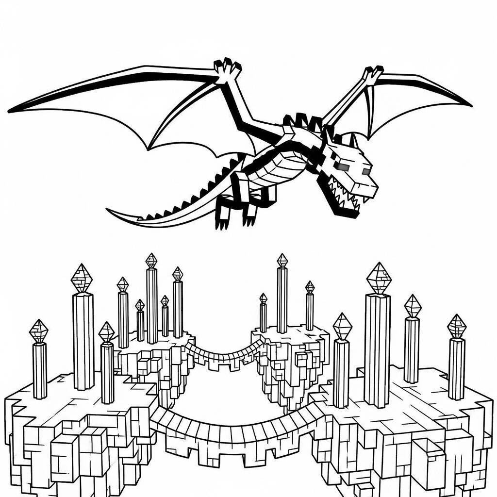 Desenho do Dragão do Fim de Minecraft para Colorir