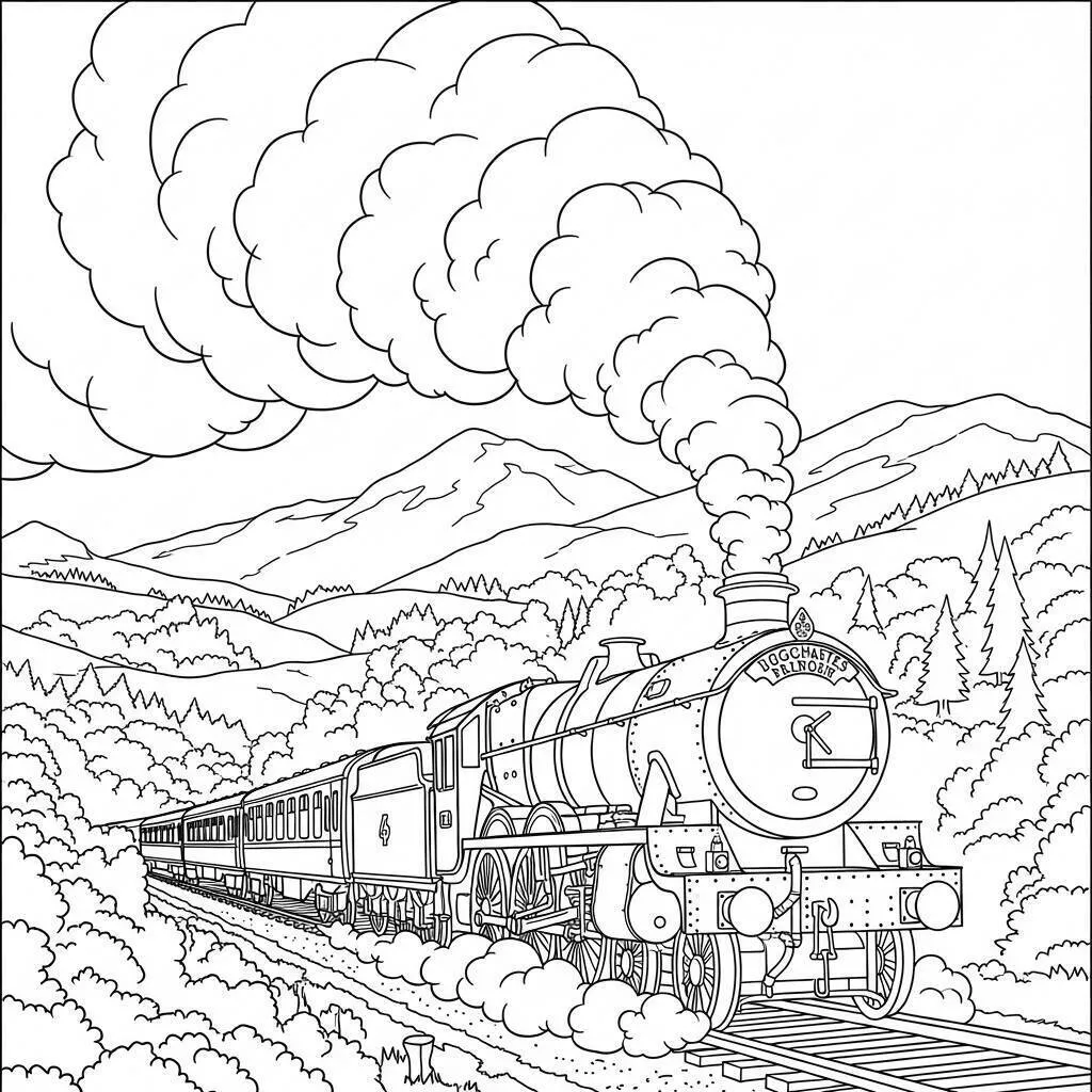 Desenho do Expresso de Hogwarts para Colorir