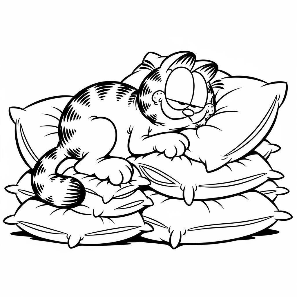 Coloriage Garfield endormi