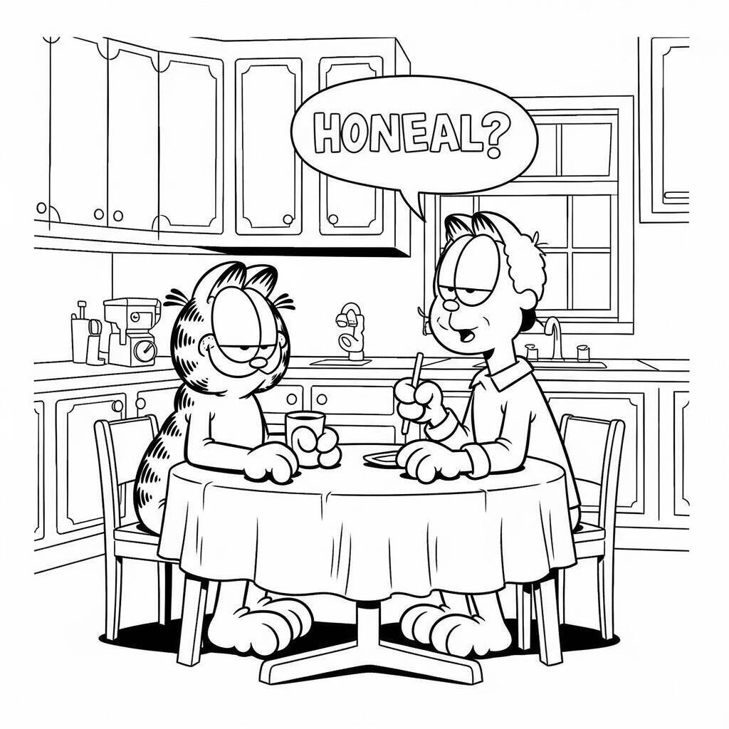 Coloriage Garfield et Jon
