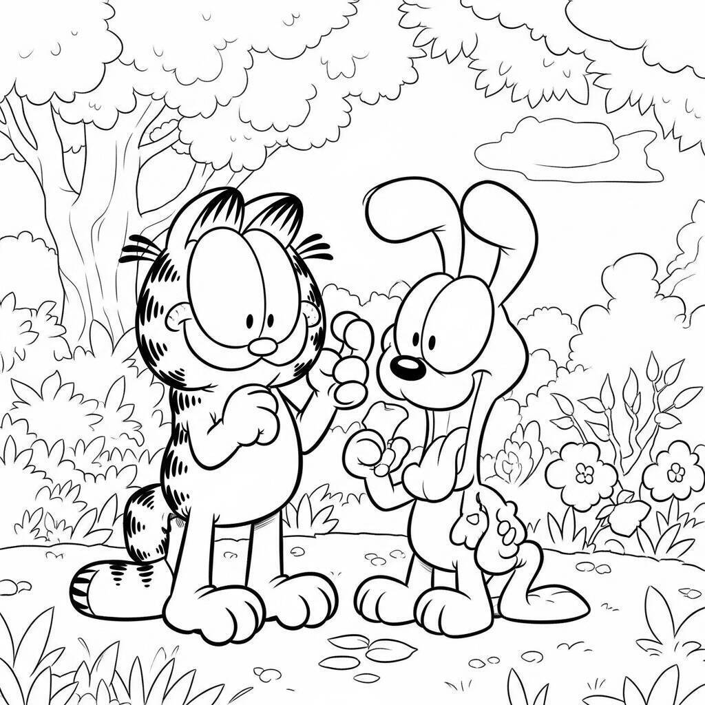 Coloriage Garfield et Odie